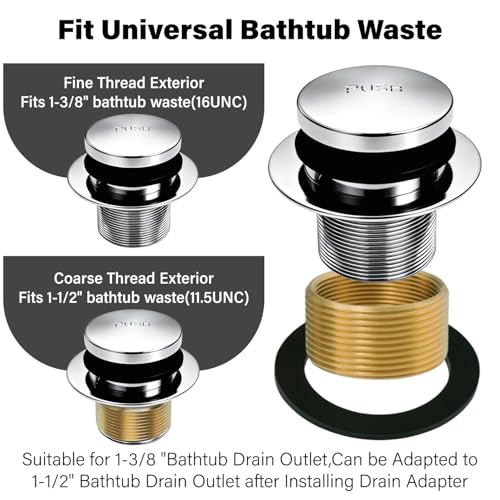 Chrome Bathtub Drain Tip-Toe Tub Trim Set with Two-Hole - Image 5