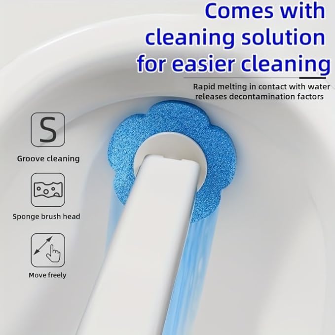 Disposable Toilet Brush with 24 PCS Replacement Heads, Disposable Toilet Bowl Cleaner Wand, Automatic Lid Opening, Toilet Wand Kit, Disposable Toilet Brush Refills, White