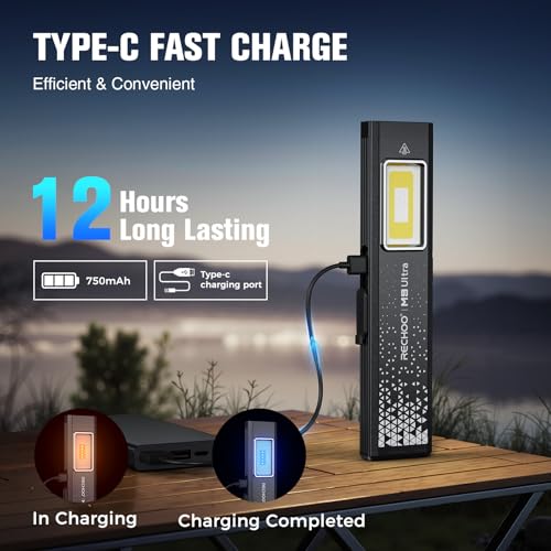 RECHOO Flat EDC Flashlight Rechargeable, 8-Mode Slim - Image 5