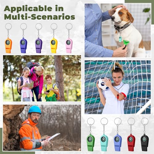 Tellegloww 50 Pcs 2 in 1 Compass Whistles with Keychains - Image 7