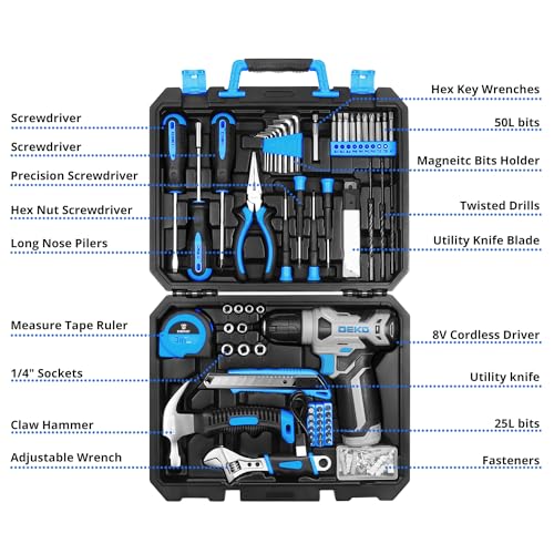 DEKOPRO Drill Set: Tool Set with 8V Blue Cordless Drill | Hand Tools - Image 3