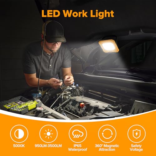 LUTEC 3500LM LED Work Light, Rechargeable Magnetic Work | Home Repair - Image 6
