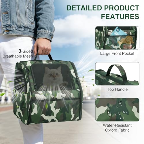 Cat Carrier Backpack Camouflage Pet Backpack for Cats Up to 11lbs - Image 4