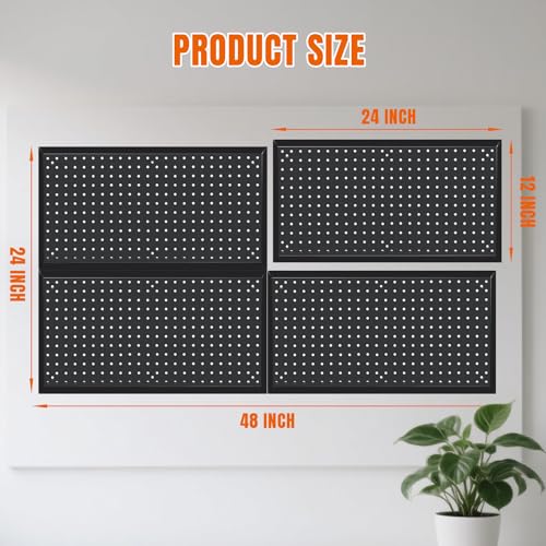 Jack Boss 48x24 Inch Metal Pegboard Wall Organizer, Black - Image 4