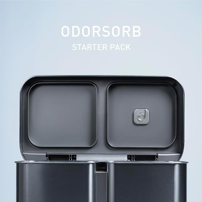 simplehuman Odorsorb Pod Starter Pack – Natural Plant-Based, Fragrance-Free Trash Can Odor Eliminator for Trash Cans, Odor Control System Starter Kit (1 Holder + 2 Pods)