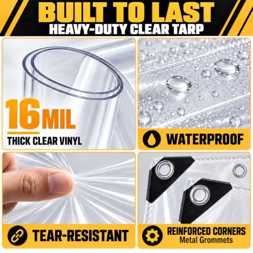 8x12ft 16Mil Thick Clear Tarp for Chicken Coop,Chicken Coop - Image 5
