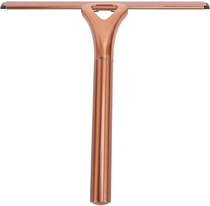 304 Stainless Steel Shower Squeegee for Glass Doors, Silicene Window Mirror Wiper with Hook Bathroom Shower Door Cleaning Tool (Antique Bronze)