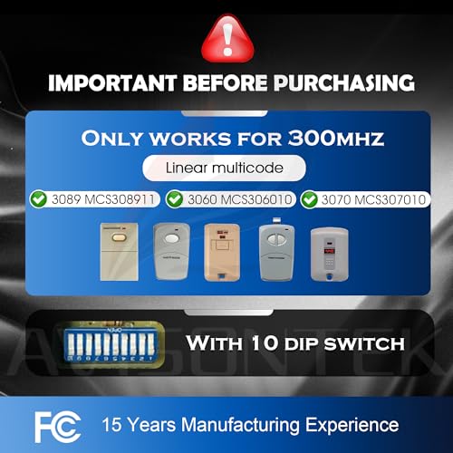 2-Pack 10 Dip Switch MultiCode Gate Opener Remote 3089 308911 - Image 3