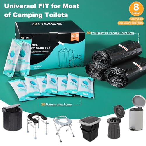 OUMEE Lemon 30 Portable Toilet Bags with 30 Poo Gel Set, 8 Gallon - Image 3