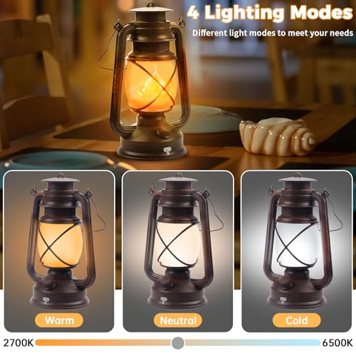 2 Pack Bronze Vintage 4 Modes Rechargeable Lanterns with Remote - Image 5