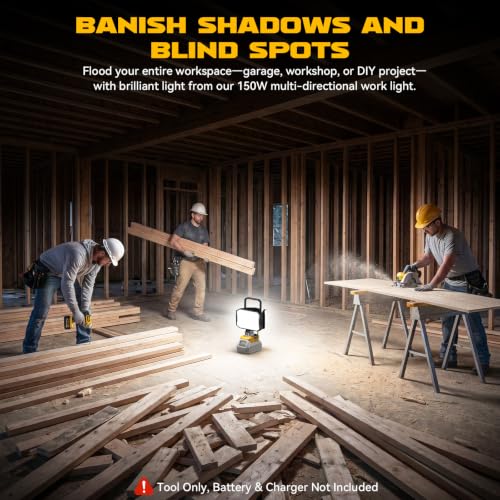 LED Work Light Compatible with DeWalt 20V Battery, 150W 15000LM - Image 3