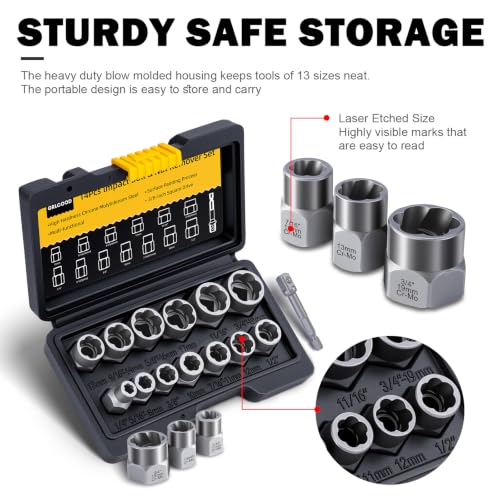 Bolt Extractor Kit, 14 PCS Impact Bolt & Nut Remover Set - Image 6