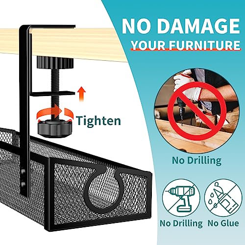 Under Desk Cable Management Tray Black, No Drill Desk | Hand Tools - Image 3