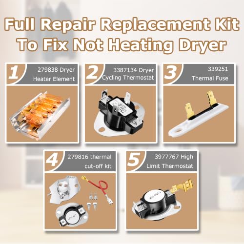 NED4655EW1 Heating Element Fit for Amana 279838 W10724237 - Image 7