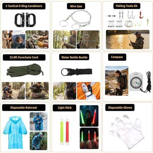 Survival Kit, 294 Pcs Survival Gear Emergency Supplies First Aid - Image 7