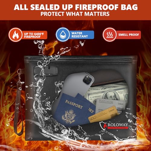 6400℉ Fireproof Document Bag (14.5 x 11.5 inch) and Fireproof Bag - Image 4