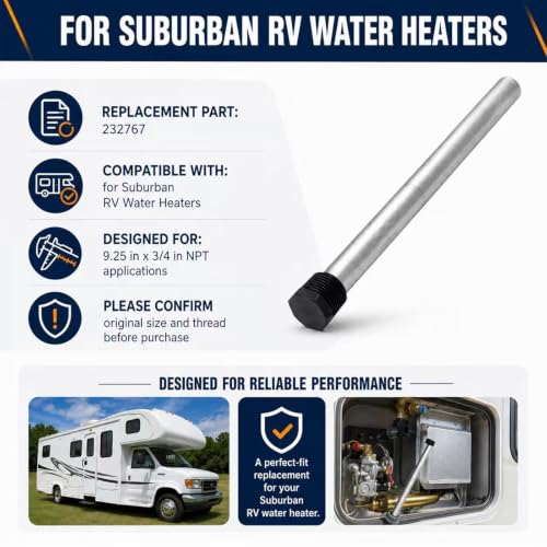 3Pack 232767 RV Water Heaters Magnesium Anode Rod 9.25"L x - Image 3