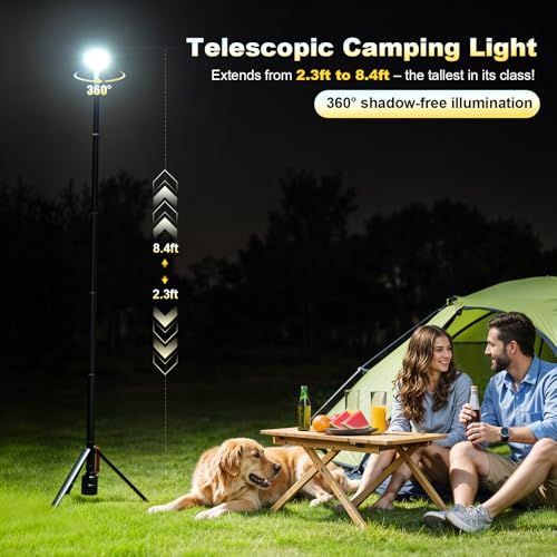 360° Rechargeable Work Light with Remote &Telescopic Stand - Image 4