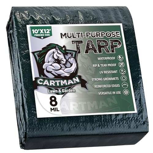 CARTMAN 10x12Ft Multipurpose Waterproof Poly Tarp Cover 8 Mil - Image 2