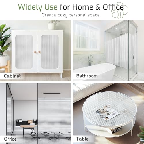 LUTE Reeded Glass Window Privacy Film, Frosted Decor Vinyl - Image 6