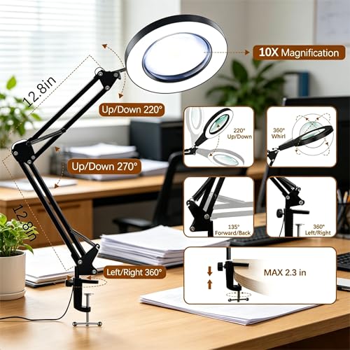 10X Magnifying Glass with Light and Clamp, Magnifier | Hand Tools - Image 5
