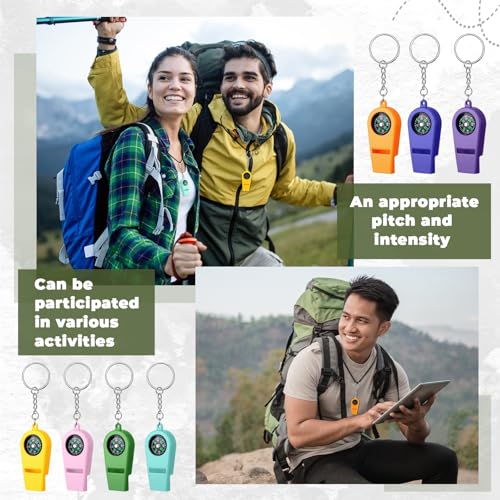 Tellegloww 50 Pcs 2 in 1 Compass Whistles with Keychains - Image 5