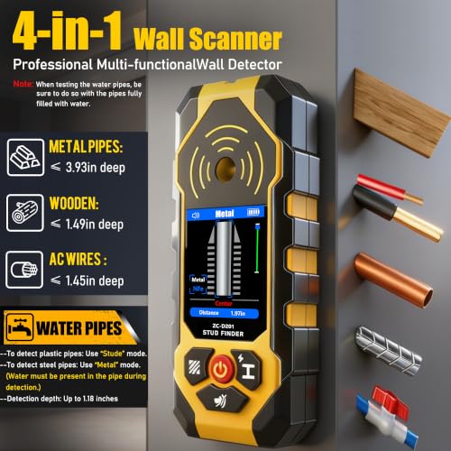 ZC-D201 6-in-1 Stud Finder, Wall Scanner Detects Wood | Home Repair - Image 3