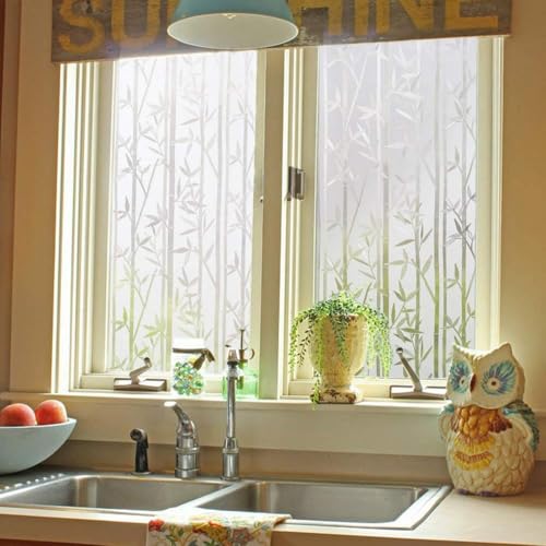 Finnez Bamboo Window Privacy Film, Frosted Glass Decorative - Image 8