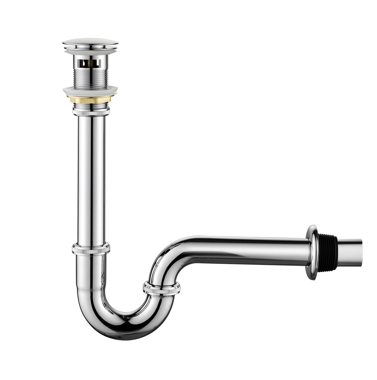 Brass P Trap with Bathroom Sink Stopper: 1-1/4 Sink Drain - Image 1