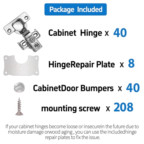 Cabinet Hinges - 40 Pack for 1/2 Inch Overlay Cabinet | Home Repair - Image 4