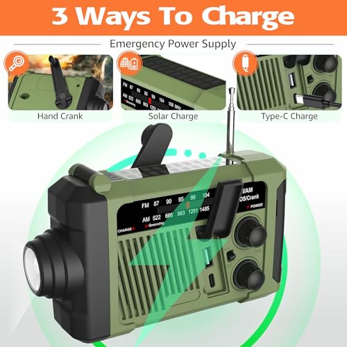 Emergency Weather Radio, NOAA Solar Hand Crank Radio - Image 3
