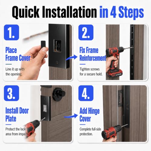 5-Piece Door Frame Reinforcement Kit, Anti Kick in Door Security - Image 5