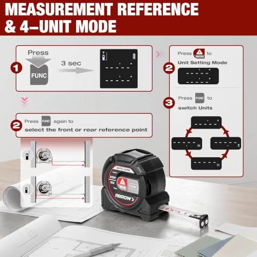 Arrow 2-in-1 Laser Tape Measure, 215Ft/65m Laser Distance - Image 6