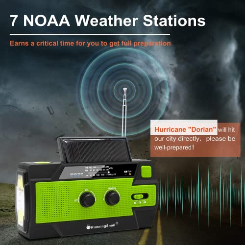 RunningSnail Emergency Crank Radio with 3-Mode Flashlight & - Image 4