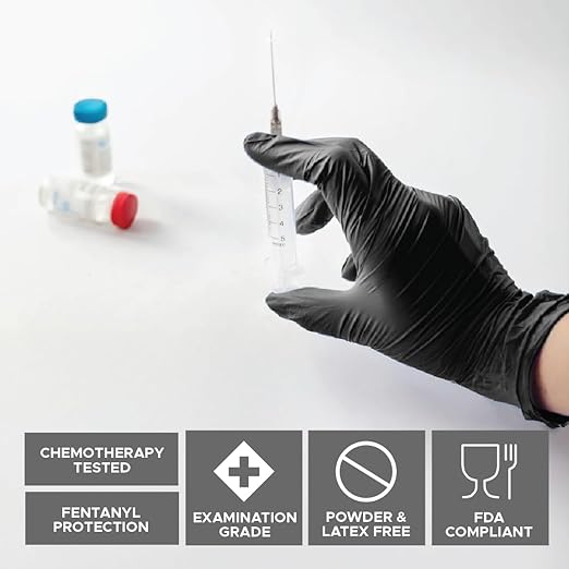 BioSkin Nitrile Exam Grade Disposable Gloves, 6 Mil - 2X-Large | Powder-Free, Chemical + Puncture Resistant, Textured | for Medical, Industrial, Janitorial, Food Service (Box of 100)