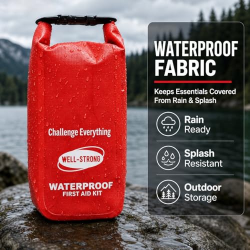 123pcs Waterproof Boat First Aid Kit with Survival Tools Red - Image 4