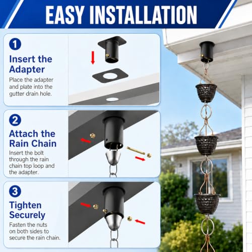 2 Pack Rain Chain Gutter Adapter for Gutters Drainage Mount - Image 4