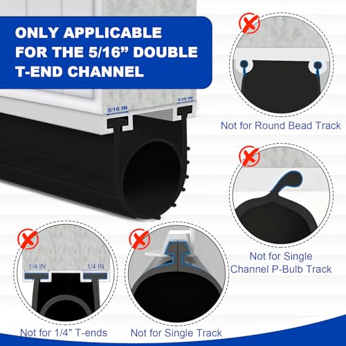 Garage Door Bottom Seal, 5/16 T-End Rubber Weather Stripping - Image 5