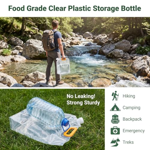 12 Pack Foldable Water Storage Bag, 1.3 Gallon Clear - Image 4