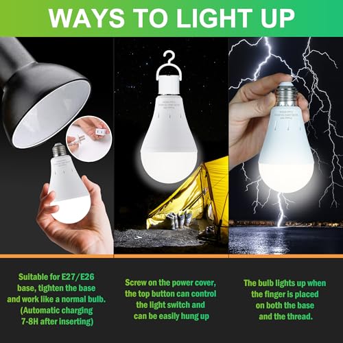4 Pack Rechargeable Emergency Light Bulbs, Battery Powered - Image 6