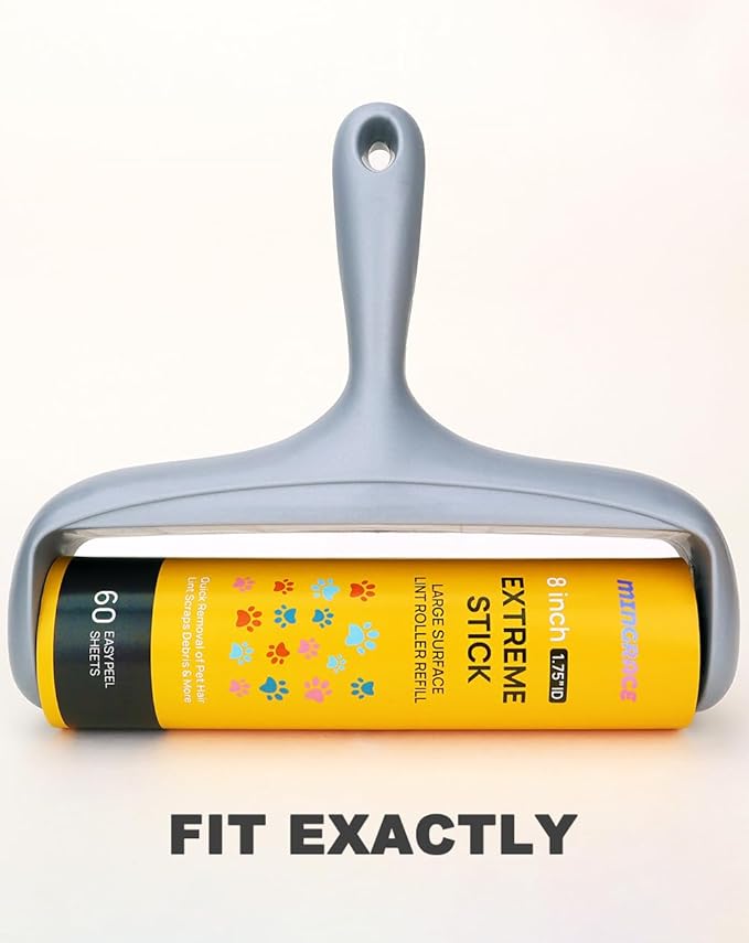 50% Stickier Large Surface Roller Refill for Scotch-Brite Large Lint Roller 8 inch Extra Sticky 60 Sheets per Refill, Pack of 6, 360 Sheets Total, Works Great On Pet Hair