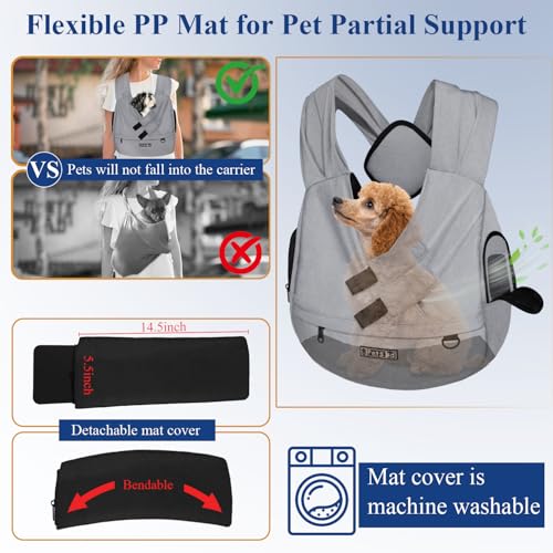 Dog Carrier Sling for Small Pet 7-15 LBS, Grey - Image 4
