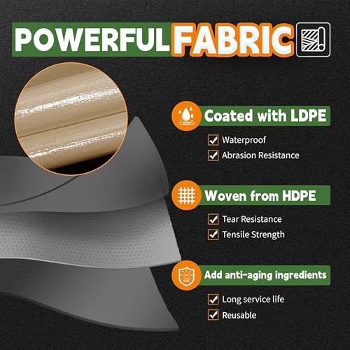 RAINDEWAY 10' X 15' Heavy Duty Tan Poly Tarp Multipurpose - Image 4