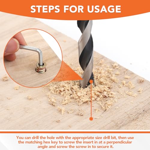 Hapric 120 Pcs 1/4-20 Threaded Inserts for Wood Kit, Wood - Image 6