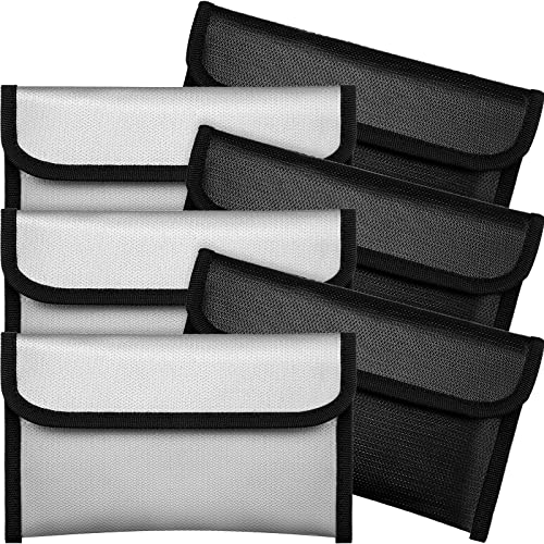 Leinuosen 6 Pack Fireproof Money Bag 8 x 5 Inch,Black and Silvery - Image 2
