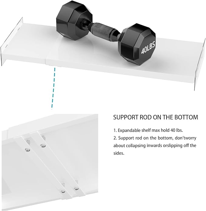 Expandable Closet Shelves, Adjustable Metal Closet Organizers and Storage Shelves for Wardrobe, Kitchen Pantry, Shoe Rack, (2 Pack,W11.81 x L: 17 "to 31")