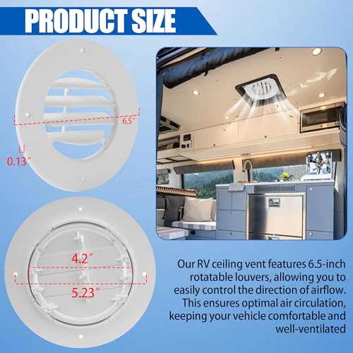 Calvana (5-Pack) 6.5" RV Ceiling Vent Covers for Inside Camper - Image 3