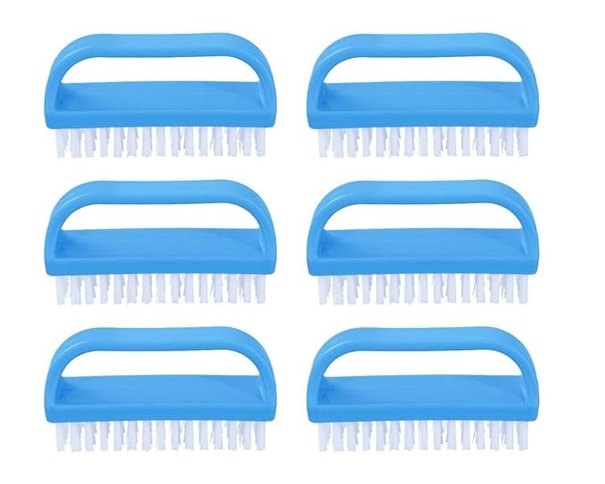 Superio Nail Brush Cleaner with Handle (6 Pack) Durable Scrub Brush to Clean Toes and Fingernails, All Purpose Hand Scrubber Cleaning Brush - Stiff Bristles, Easy to Use (6-Pack)