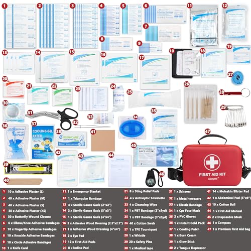 First Aid Kit 340 Piece, Premium Waterproof Hard Shell Medical - Image 3