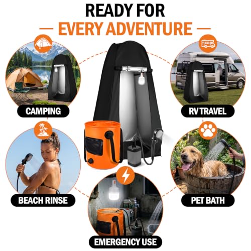 Portable Camping Shower Kit with Privacy Tent Heated Water - Image 7